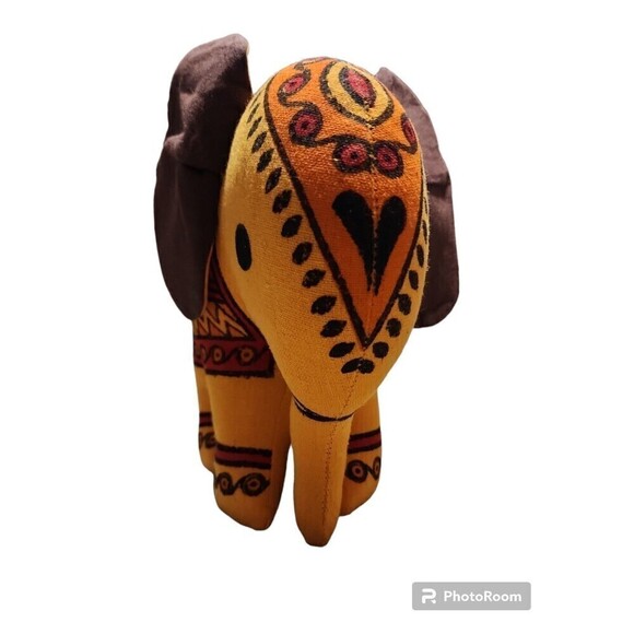 Elephant Stuff Toy With Block Print Yellow - Picture 6 of 9